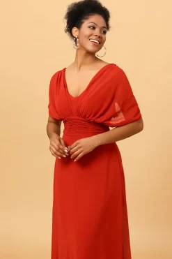 Vermelho Vestido de Dama de Honra Halter