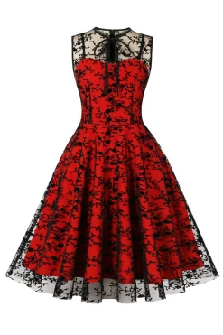 Vermelho Vestido Vintage Sem Mangas