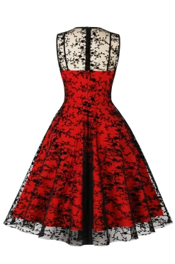 Vermelho Vestido Vintage Sem Mangas