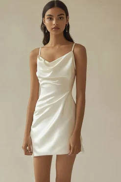 Vestidinho Branco Cetim Curto/Mini Bodycon Alças Finas