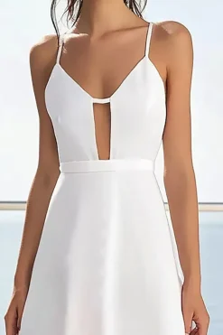 Vestidinho Branco com Renda Alças Finas Midi Linha-A