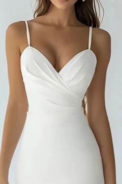 Vestidinho Branco Curto Assimétrico Alças Finas