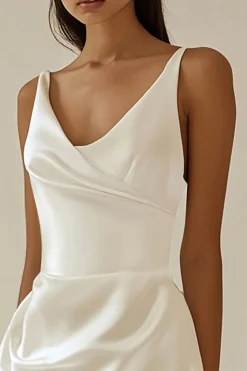 Vestidinho Branco Linha-A Curto/Mini Cetim