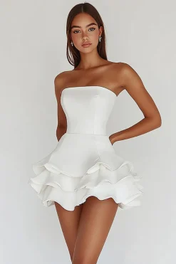 Vestidinho Branco Mini Linha-A Cetim Alças Finas