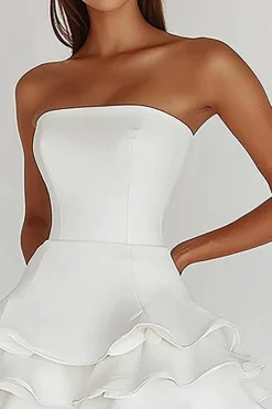 Vestidinho Branco Mini Linha-A Cetim Alças Finas