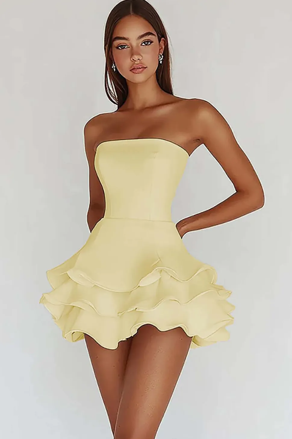 Vestidinho Branco Mini Linha-A Cetim Alças Finas