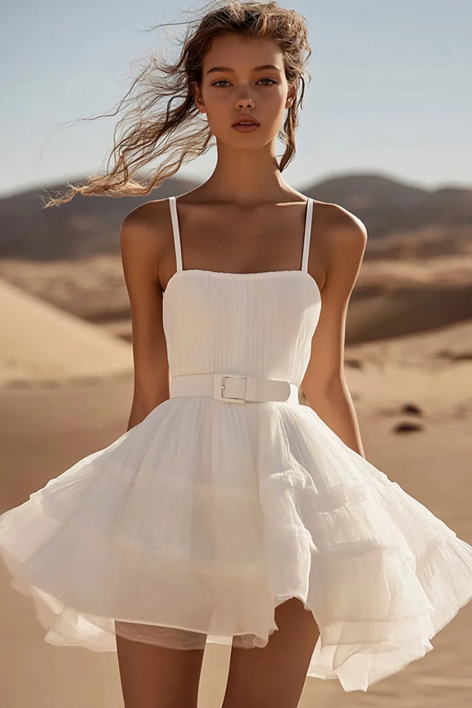 Vestidinho Branco Organza Curto/Mini Alças Finas Linha-A