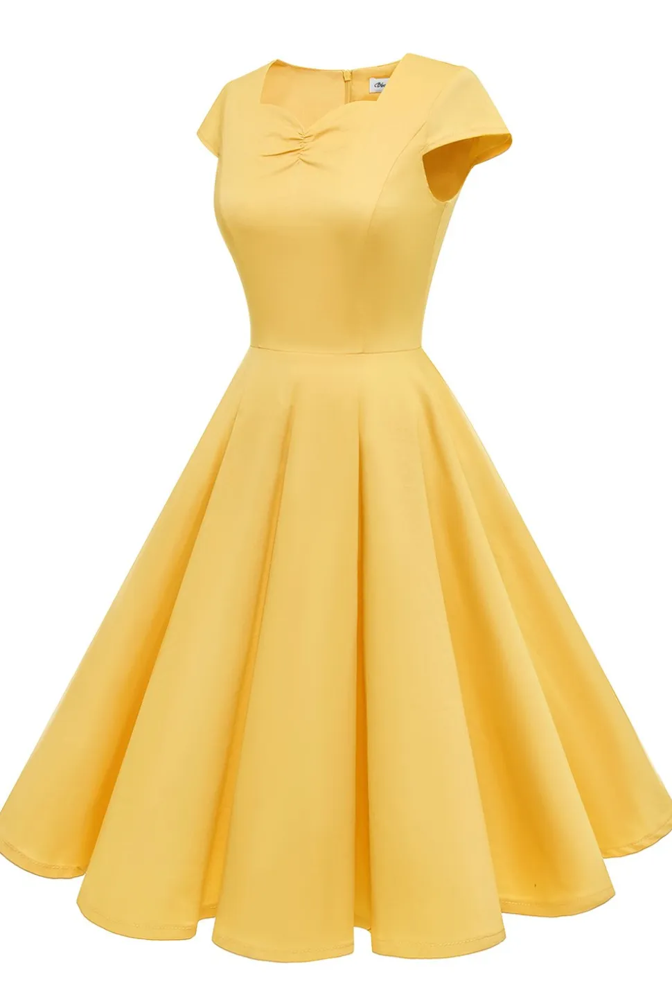 Vestido amarelo do pescoço do pescoço dos anos 50