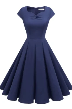 Vestido amarelo do pescoço do pescoço dos anos 50