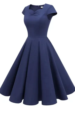 Vestido amarelo do pescoço do pescoço dos anos 50