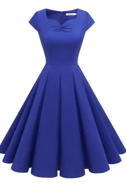 Vestido amarelo do pescoço do pescoço dos anos 50