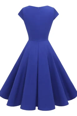 Vestido amarelo do pescoço do pescoço dos anos 50