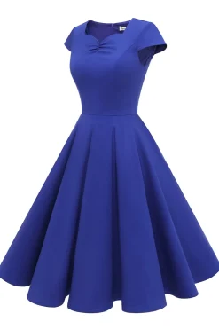 Vestido amarelo do pescoço do pescoço dos anos 50