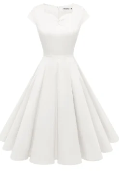 Vestido amarelo do pescoço do pescoço dos anos 50