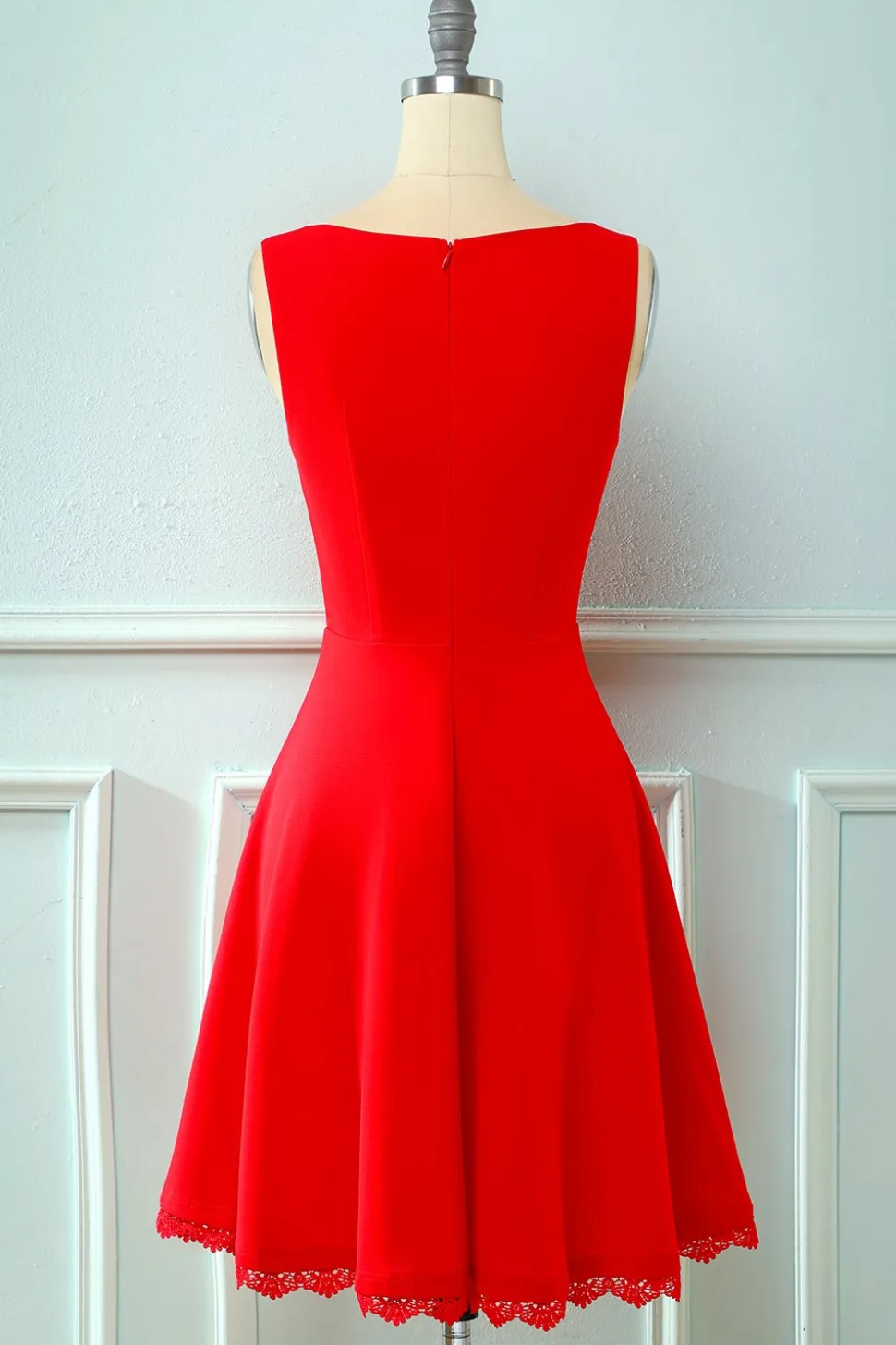 Vestido amarelo vintage de 1950 com renda oca