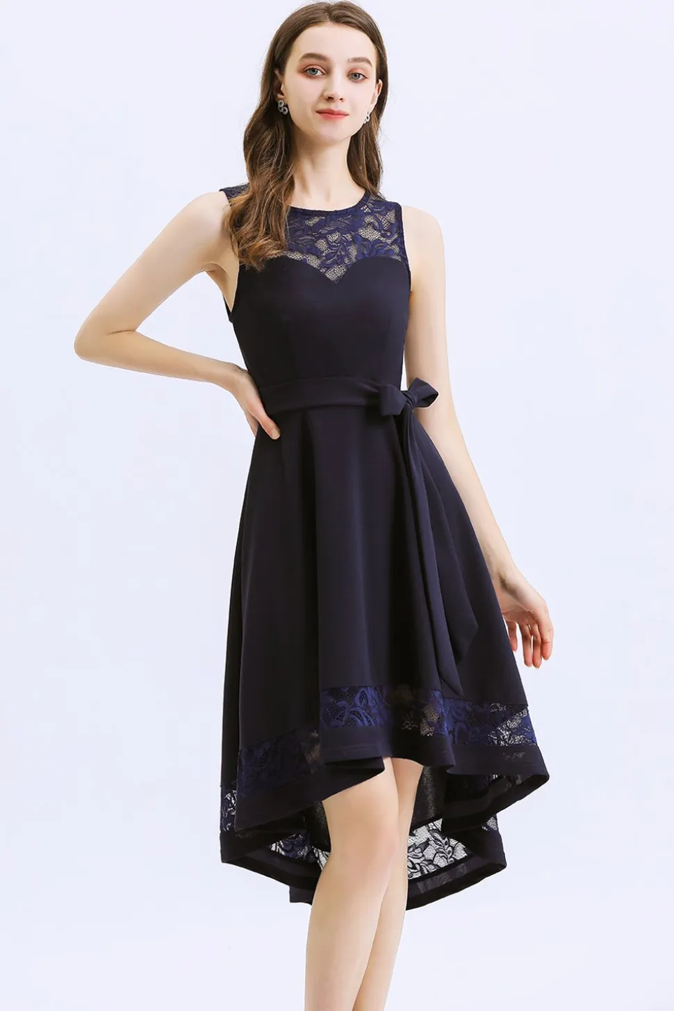 Vestido assimétrico azul marinho