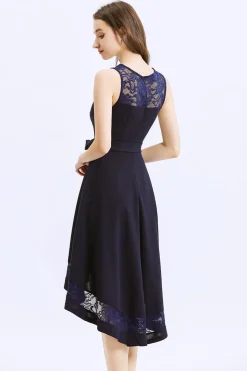 Vestido assimétrico azul marinho