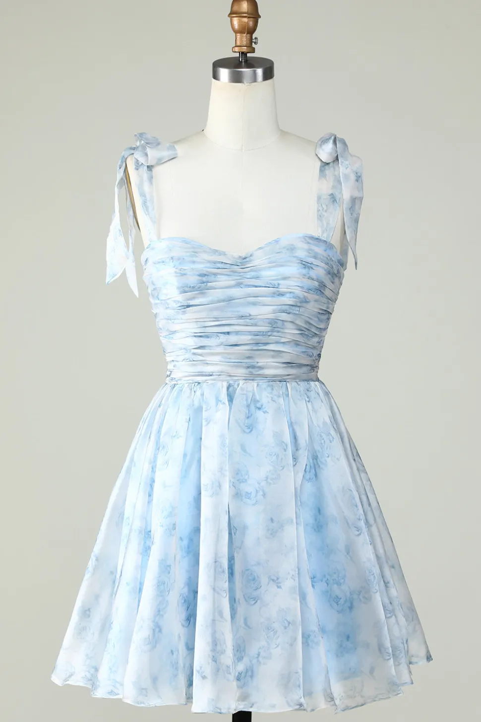 Vestido Azul A Line Spaghetti Straps Homecoming