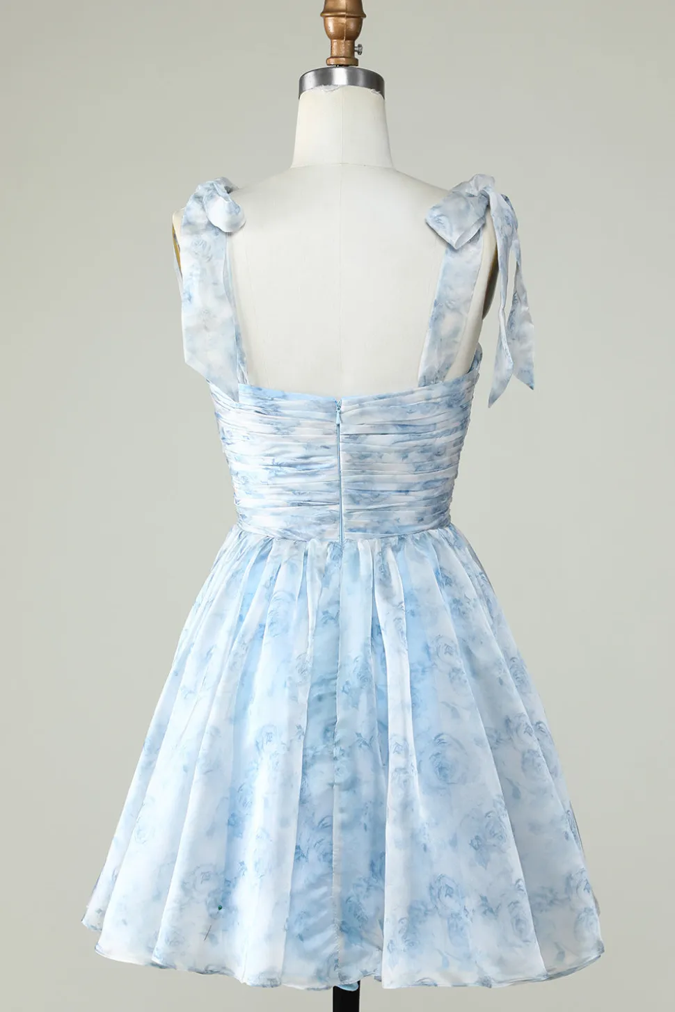 Vestido Azul A Line Spaghetti Straps Homecoming