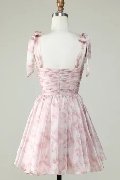 Vestido Azul A Line Spaghetti Straps Homecoming