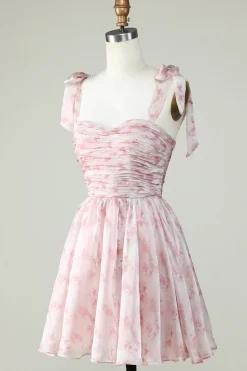 Vestido Azul A Line Spaghetti Straps Homecoming