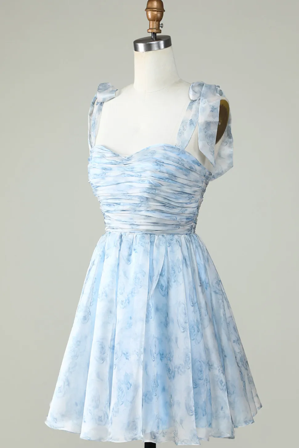 Vestido Azul A Line Spaghetti Straps Homecoming