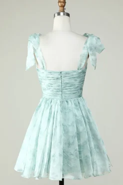 Vestido Azul A Line Spaghetti Straps Homecoming