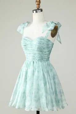 Vestido Azul A Line Spaghetti Straps Homecoming