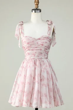 Vestido Azul A Line Spaghetti Straps Homecoming