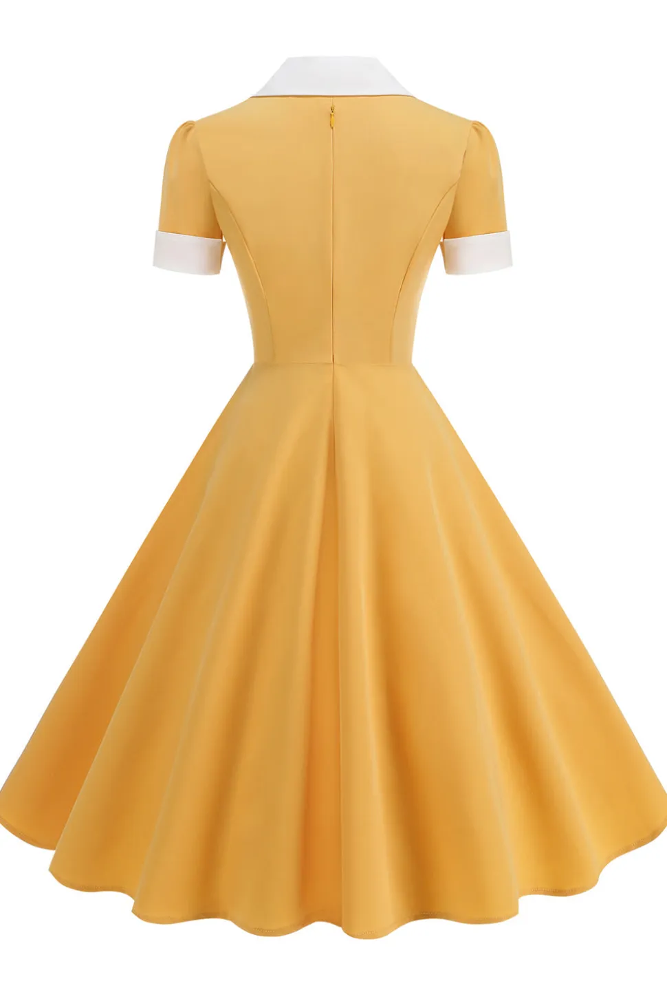 Vestido azul A Line V-Neck dos anos 1950 com mangas curtas