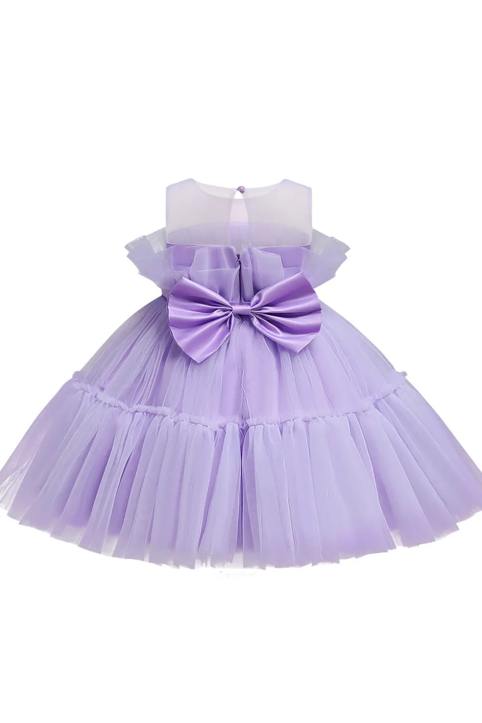 Vestido azul A-line Tulle Flower Girl com laço