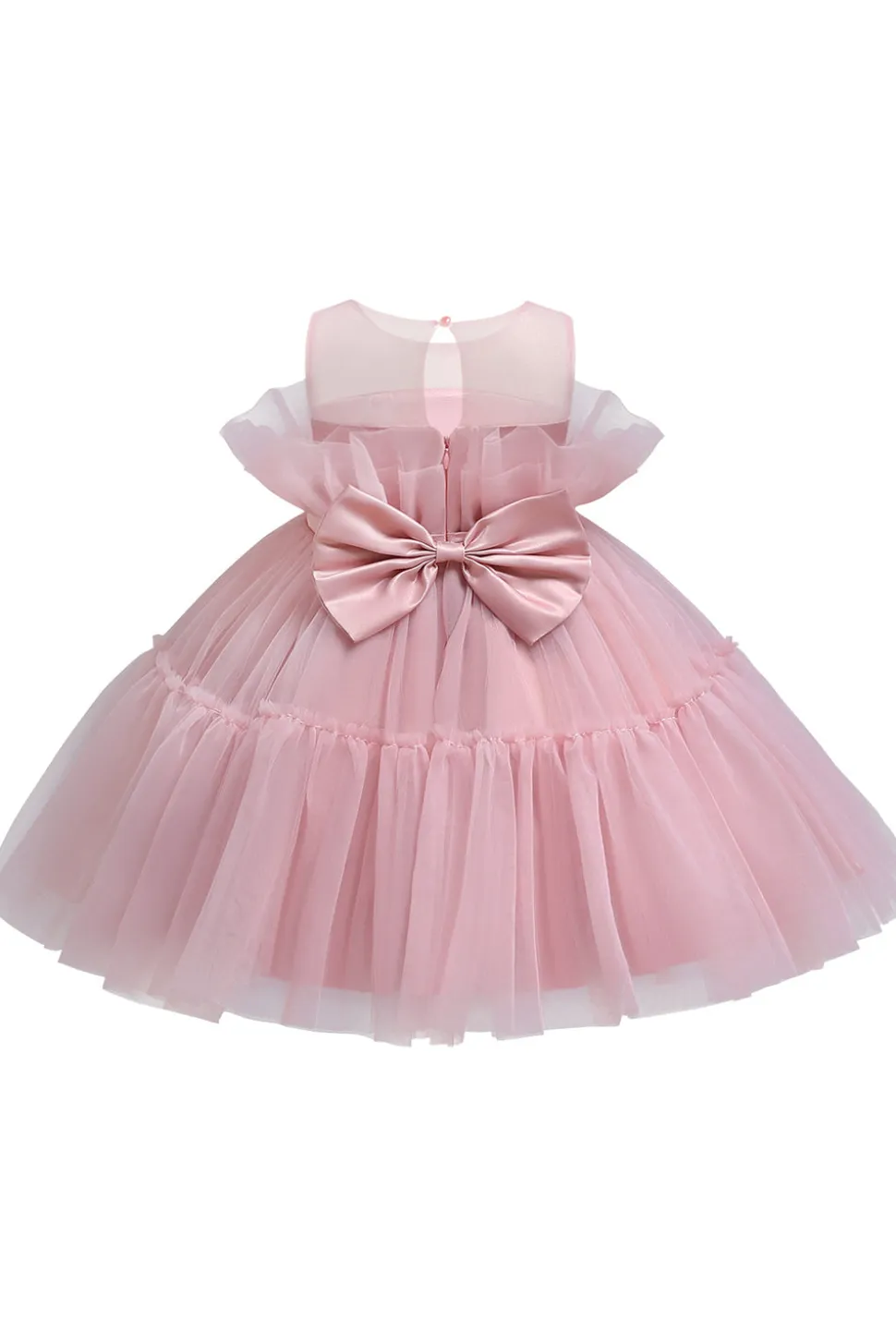 Vestido azul A-line Tulle Flower Girl com laço