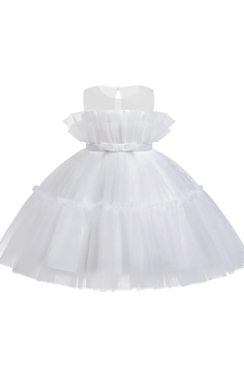 Vestido azul A-line Tulle Flower Girl com laço