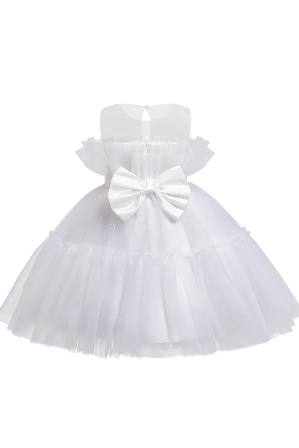 Vestido azul A-line Tulle Flower Girl com laço