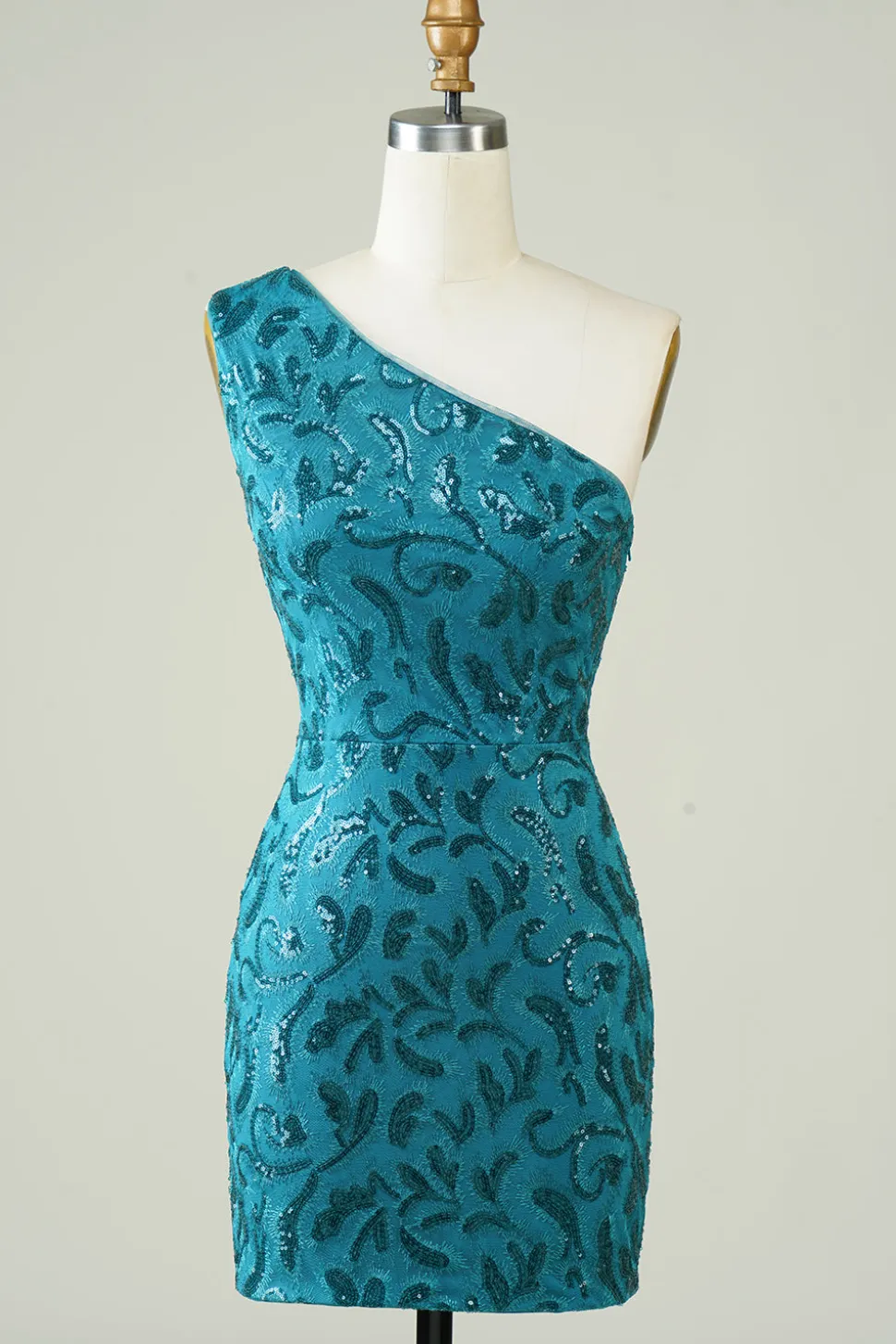 Vestido azul de um ombro apertado Homecoming com costas ocas