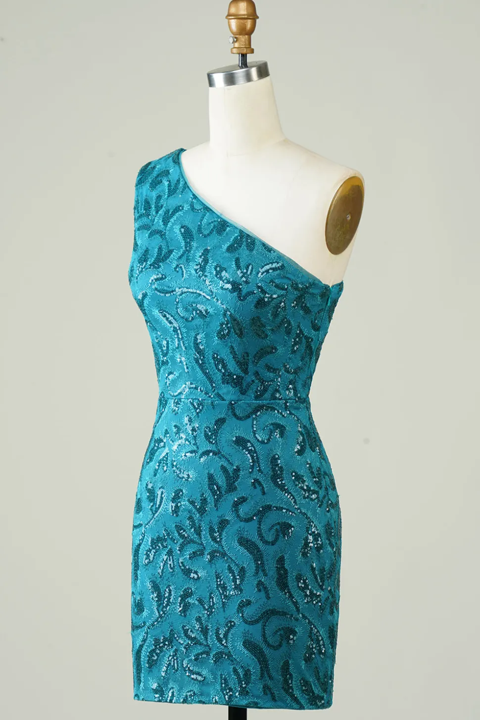 Vestido azul de um ombro apertado Homecoming com costas ocas