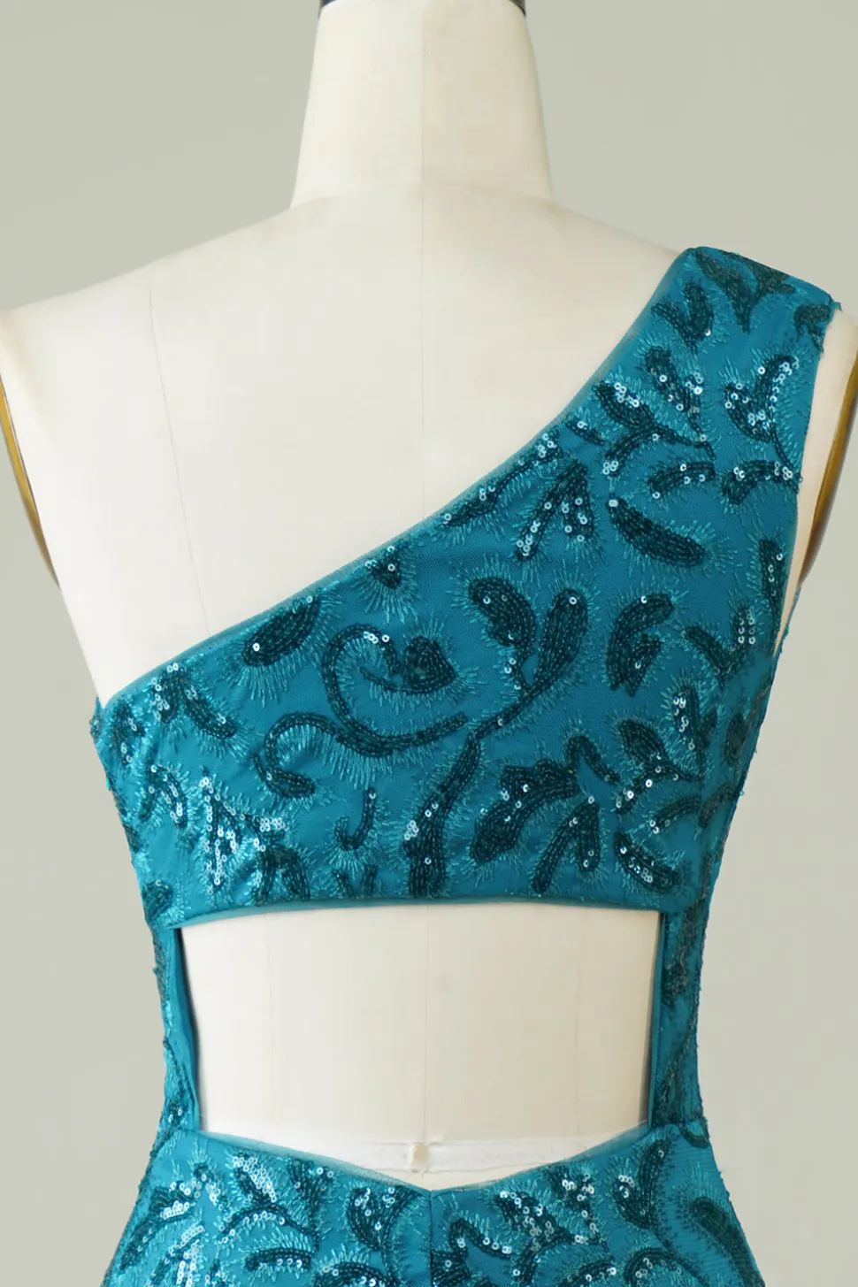 Vestido azul de um ombro apertado Homecoming com costas ocas
