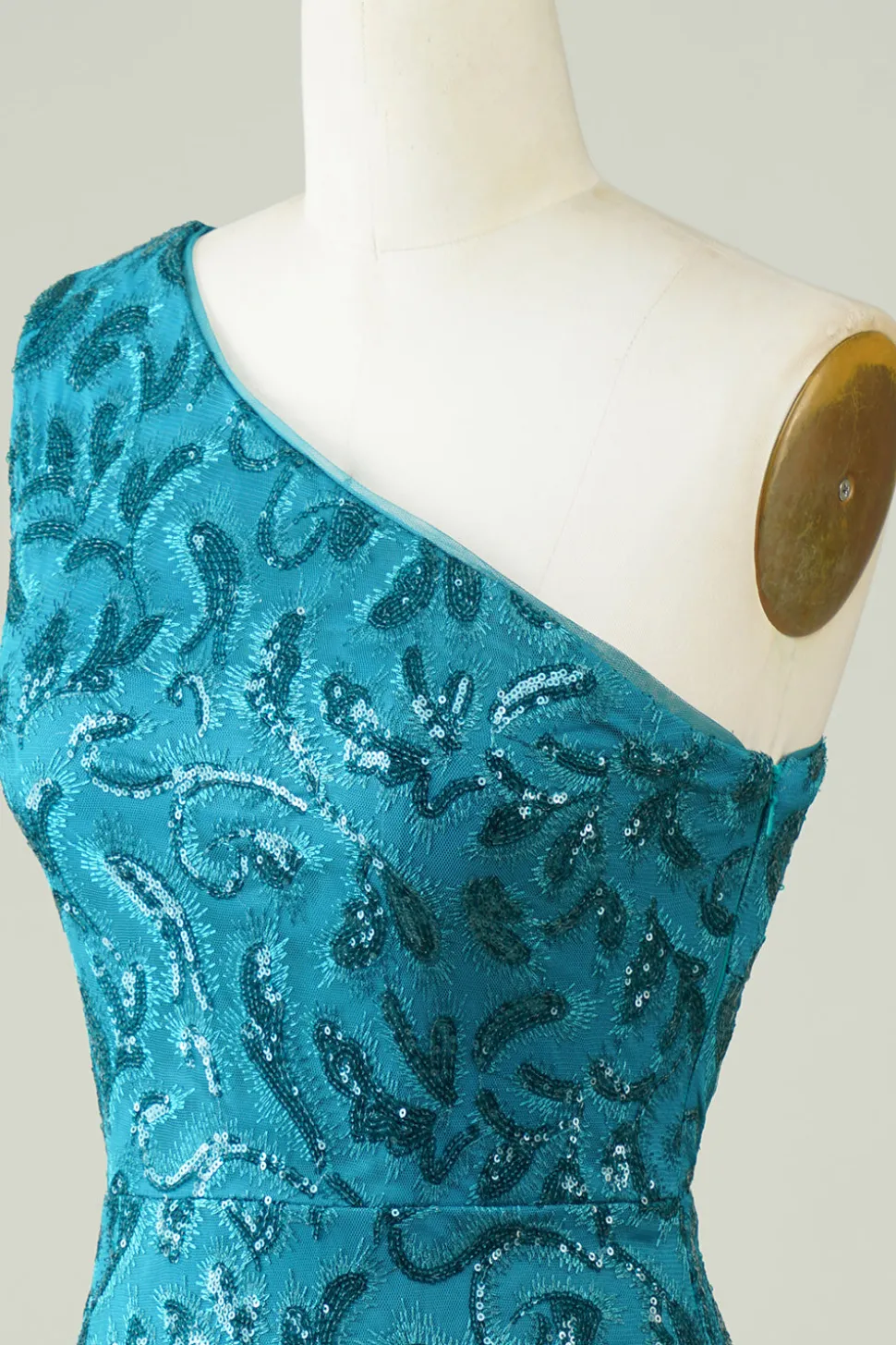 Vestido azul de um ombro apertado Homecoming com costas ocas