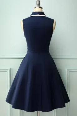 Vestido azul marinho dos anos 50