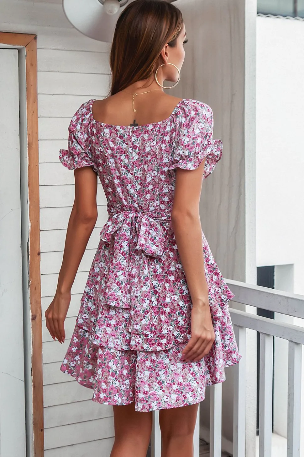 Vestido boho de verão floral azul