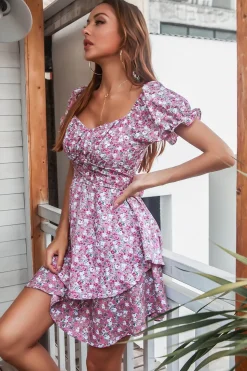Vestido boho de verão floral azul