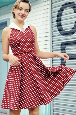 Vestido Borgonha com Bolinhas Brancas