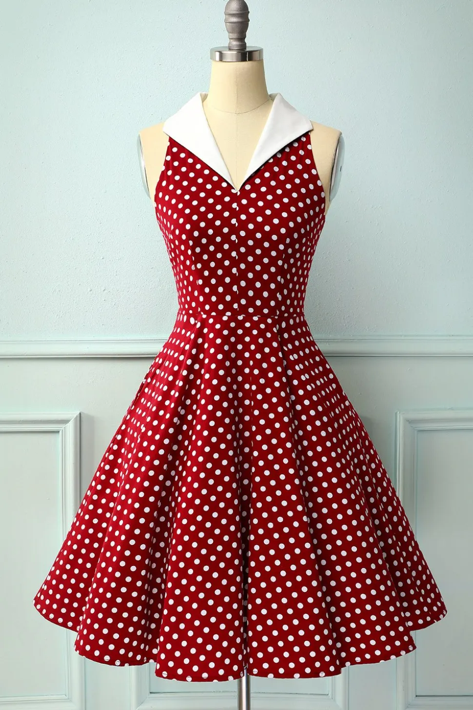 Vestido Borgonha com Bolinhas Brancas