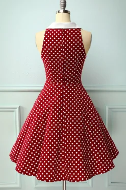 Vestido Borgonha com Bolinhas Brancas