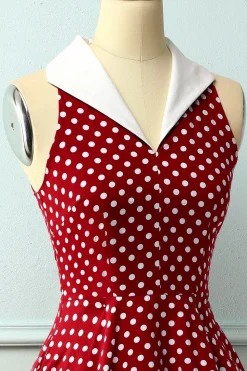 Vestido Borgonha com Bolinhas Brancas