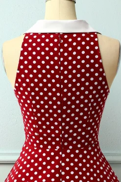 Vestido Borgonha com Bolinhas Brancas