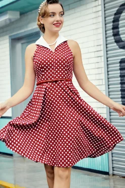 Vestido Borgonha com Bolinhas Brancas