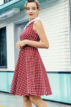 Vestido Borgonha com Bolinhas Brancas