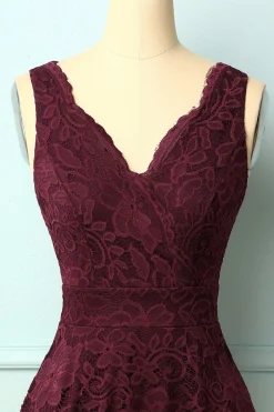 Vestido Borgonha com decote em v