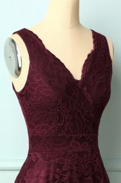 Vestido Borgonha com decote em v